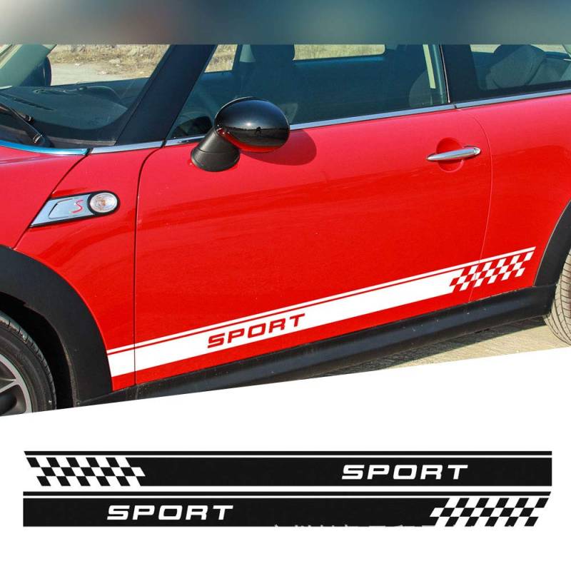 DSYCAR 1 Paar Auto Seite Aufkleber Schweller Sport Tür Seite Aufkleber Aufkleber Vinyl Tür Seite Aufkleber für MINI Cooper One S Countryman R60 Paceman R61 F55 F56 R56 R50 R53 (Weiß) von Dsycar