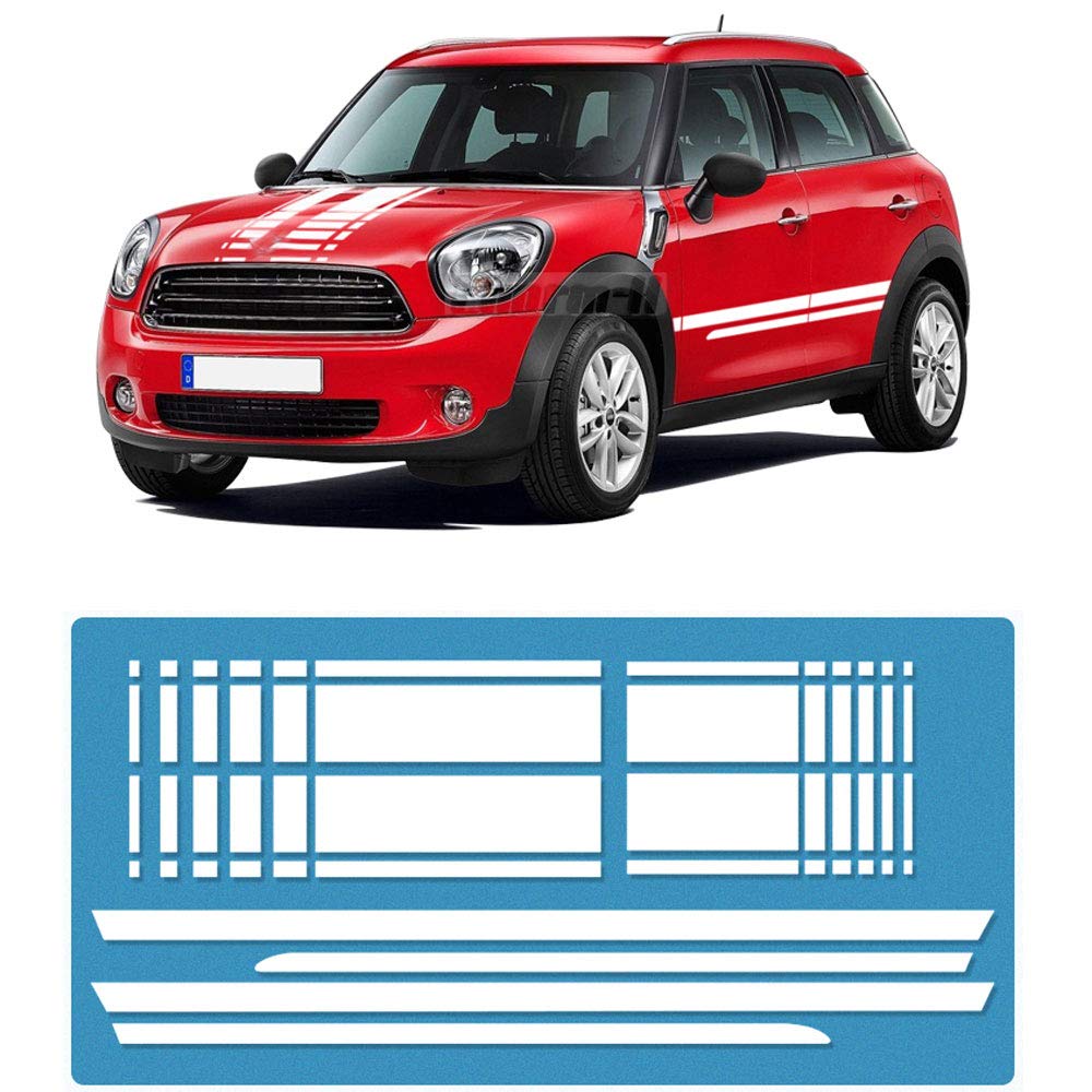 DSYCAR 1 Satz Motorhaube Kofferraum Rückseite Rock Racing Streifen Body Kit Aufkleber Auto Aufkleber für Mini Cooper Countryman R60 2013-2016 Zubehör (Weiß) von Dsycar