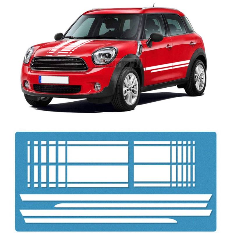 DSYCAR 1 Satz Motorhaube Kofferraum Rückseite Rock Racing Streifen Body Kit Aufkleber Auto Aufkleber für Mini Cooper Countryman R60 2013-2016 Zubehör (Weiß) von Dsycar