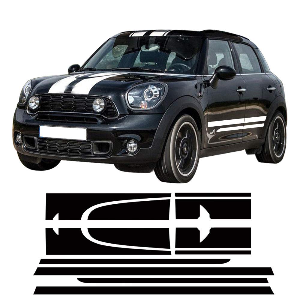 DSYCAR 1Set Motorhaube Streifen Kofferraumhaube Heck Body Kit Tür Seitenstreifen Rock Aufkleber für Mini Countryman Zubehör (Weiß) von Dsycar