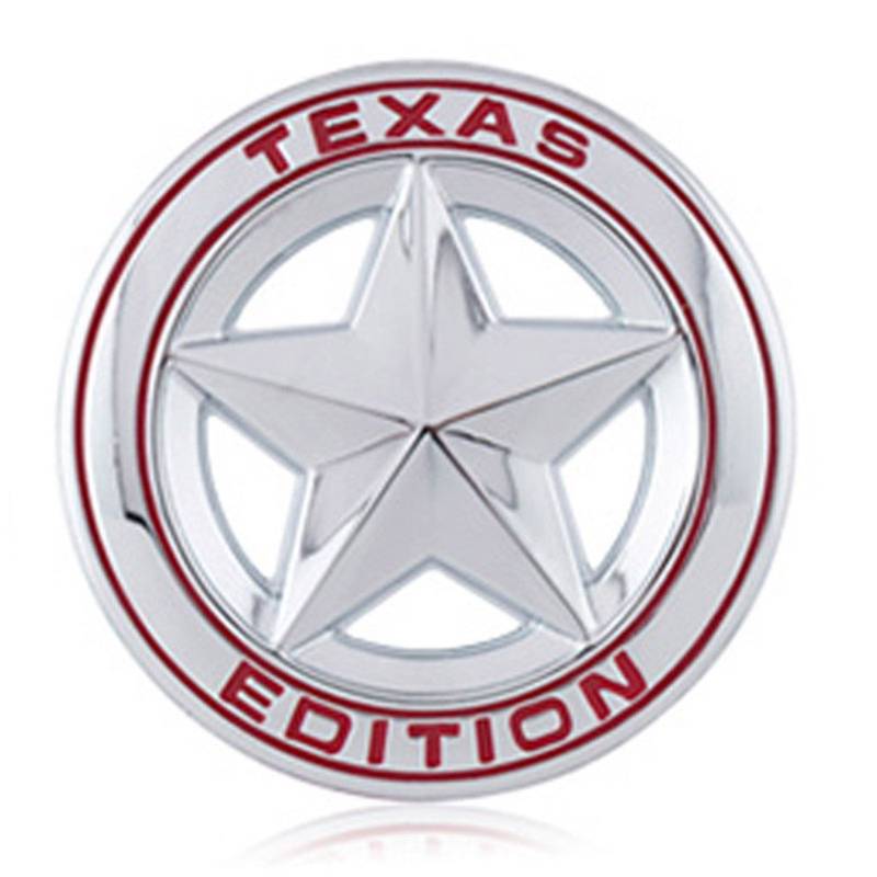 DSYCAR Durchmesser 3 "3D Metall TEXAS EDITION Stern Auto Emblem Bagde Aufkleber Decals für Universal Autos Motorrad Auto Styling Dekorative Zubehör (Silber Rot) von Dsycar