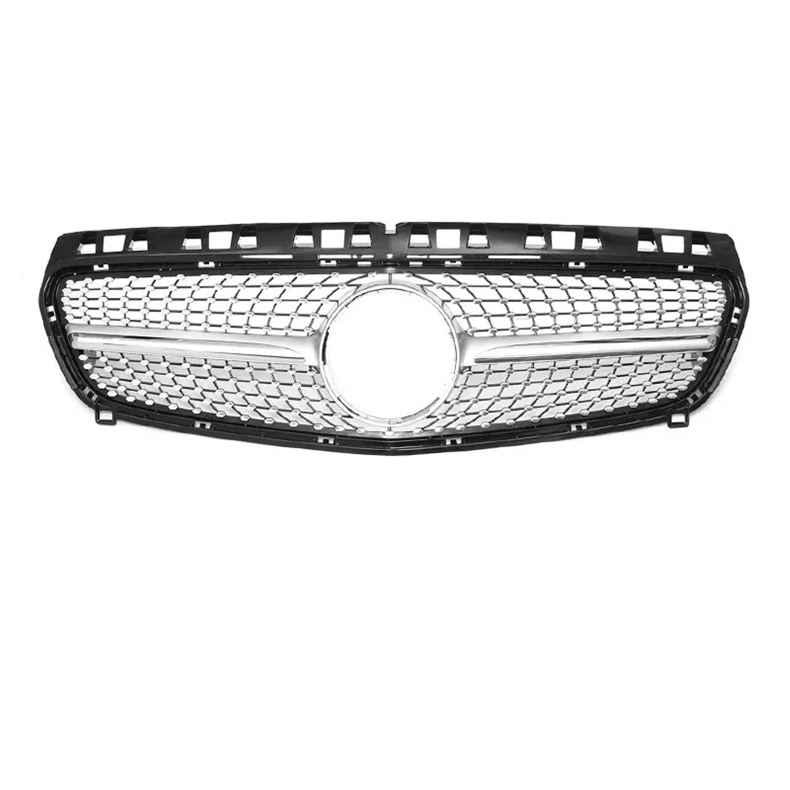 Auto Front Kühlergrille Für Benz A-KLASSE W176 2013-2018 GTR A180 A200 A250 Diamant Stil Auto Vorderen Stoßfänger Gitter Haube Mesh Auto Kühlergrill(13-15 Diamond Silver) von Dtbdfak