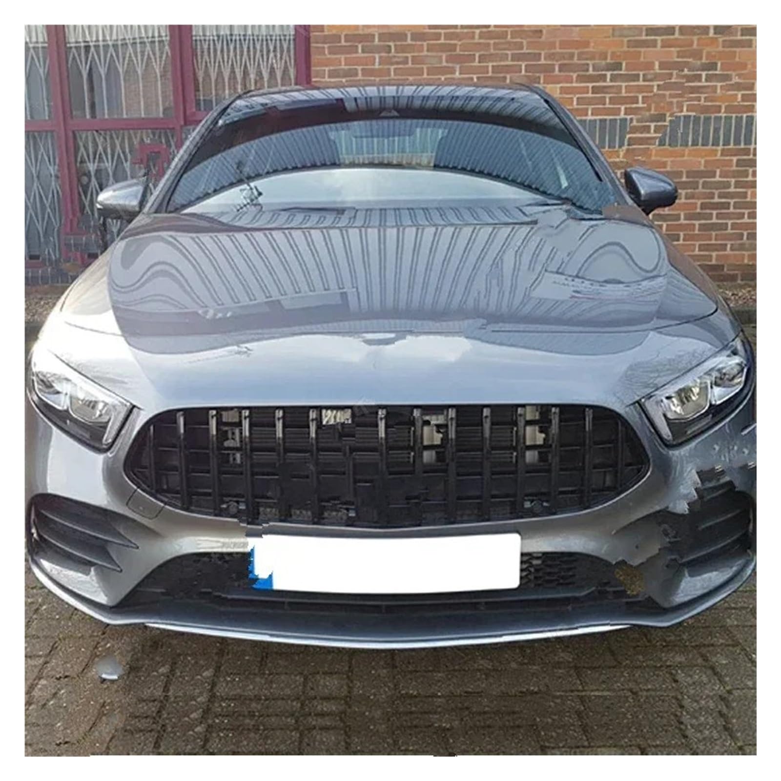 Auto Front Kühlergrille Für Benz A-Klasse W177 V177 A180 A200 A220 A250 A35 AMG 2019-2022 Auto GTR Style Front Racing Grill Grille Auto Kühlergrill(Schwarz) von Dtbdfak