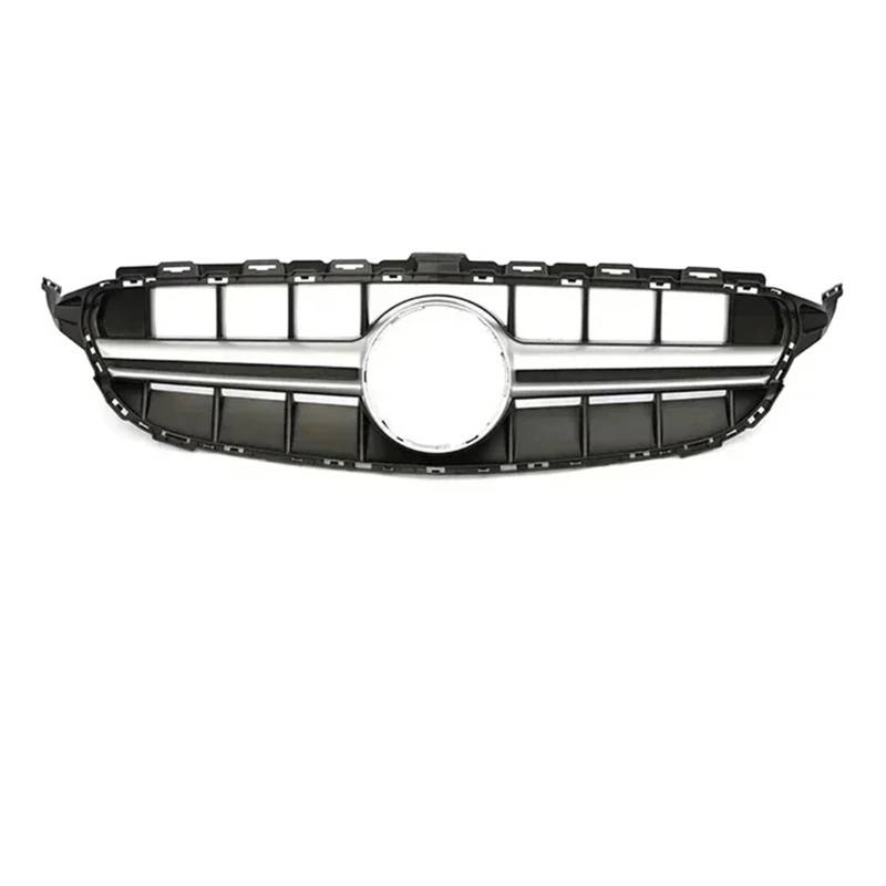 Auto Front Kühlergrille Für Benz C Klasse W205 2015-2018 Auto Racing Kühlergrill Oberen Stoßfänger Haube Mesh Grill Auto Kühlergrill(Silber) von Dtbdfak