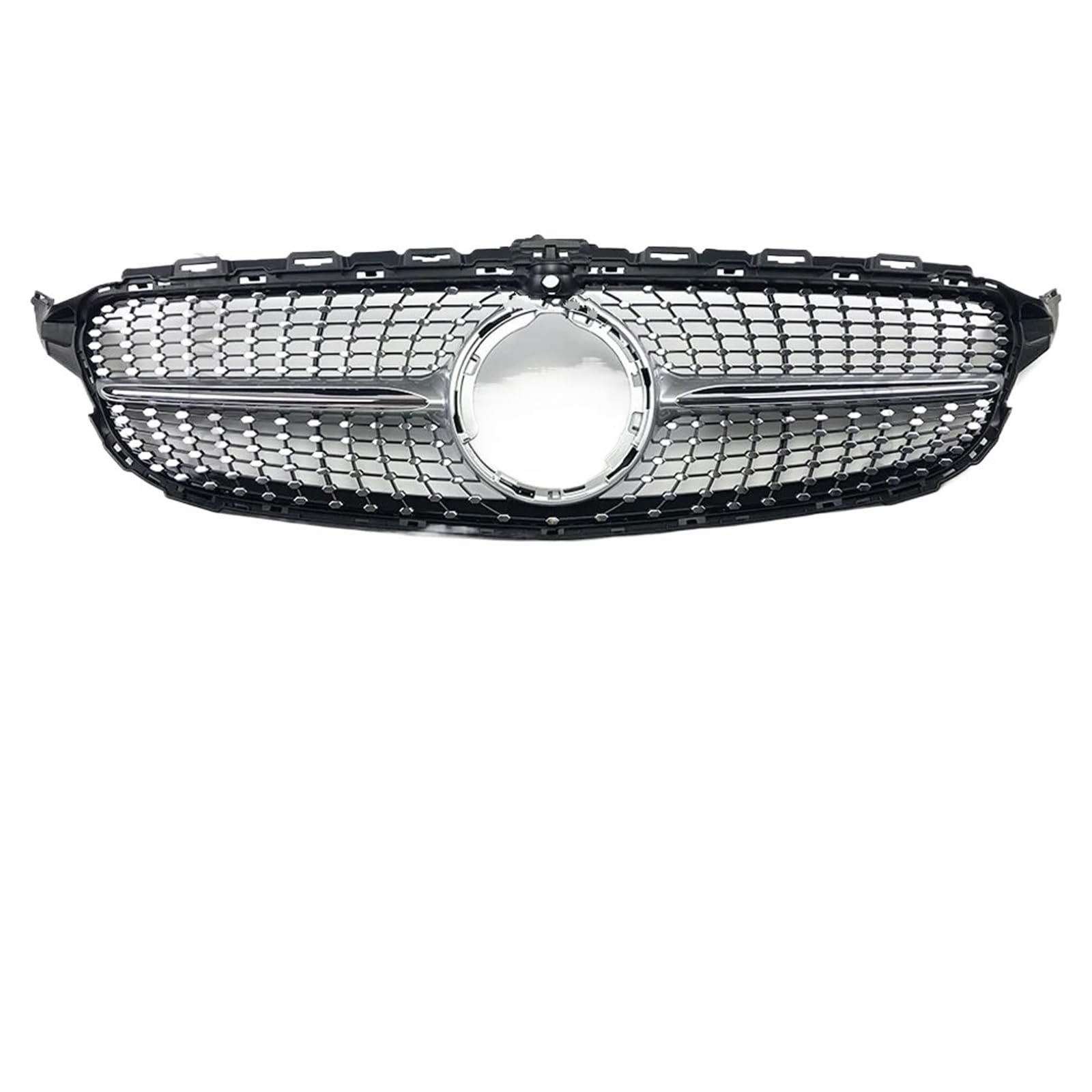 Auto Front Kühlergrille Für Benz W205 C S205 C205 2014-2021 C180 C300 C250 C200 C260 Modifizierter Diamant-Stil Body Kit Frontstoßstangengrill Auto Kühlergrill(19-21Silver with Cam) von Dtbdfak