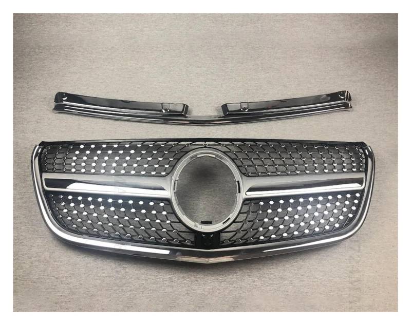 Auto Front Kühlergrille Für Benz W447 Vito 2015-2023 GT GTR Diamant Stil Front Stoßstange Kühlergrill Einlass Mesh Grill Gitter Styling Tuning Auto Kühlergrill(2015-2019 DM Silvery) von Dtbdfak