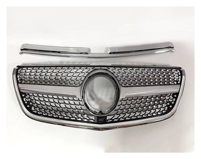 Auto Front Kühlergrille Für Benz W447 Vito 2015-2023 GT GTR Diamant Stil Front Stoßstange Kühlergrill Einlass Mesh Grill Gitter Styling Tuning Auto Kühlergrill(2020-2023 DM Silvery) von Dtbdfak