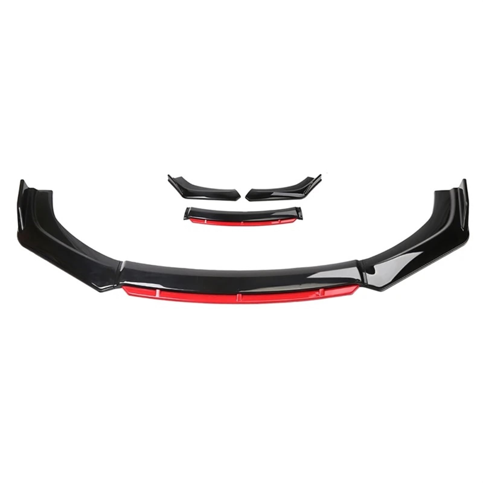 Auto Front Kühlergrille Universal Auto Front Stoßstange Lippe Kinn Spoiler Splitter Diffusor Bodykit 4 Teile/Satz Schwarz Carbon Druck Außen Teile Auto Kühlergrill(Black Red) von Dtbdfak