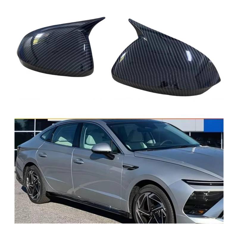 Auto Spiegelkappe Für Hyundai Für Sonata 2024 Seite Umkehr Spiegel Kappe Rückspiegel Trim Horn Rückspiegel Abdeckung Spiegelkappen Außenspiegel(Glossy Black) von Dtbdfak