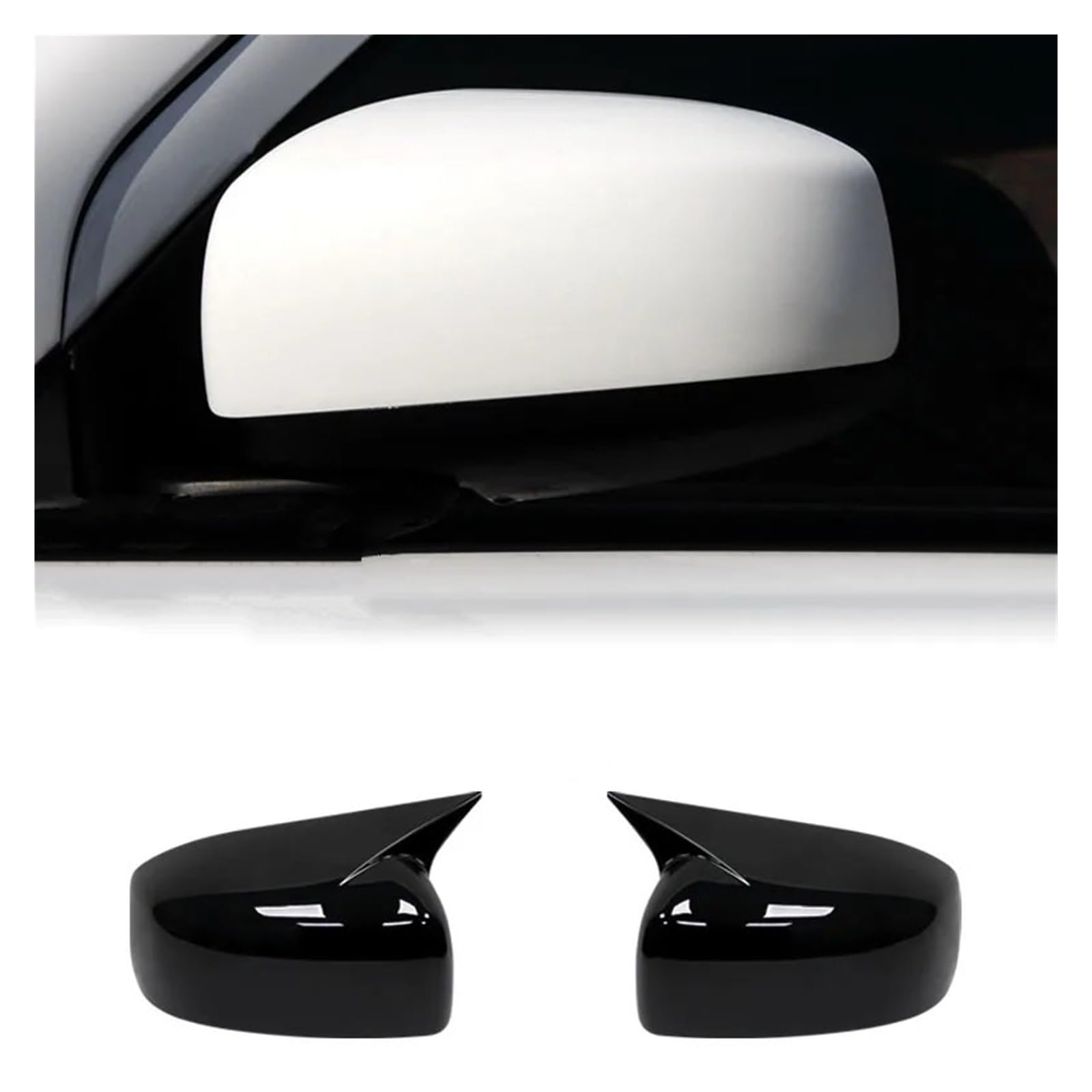 Auto Spiegelkappe Für Mitsubishi Für Lancer X 10 EX Für EVO 2013-2016 Seite Tür Rückspiegel Abdeckung Cap Trim Shell Aufkleber Spiegelkappen Außenspiegel(No light Gloss Black) von Dtbdfak