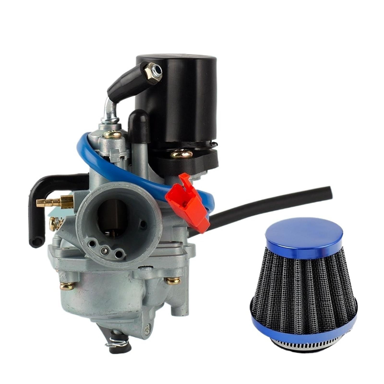 Carb Vergaser Für Jog50 Vergaser Für Jog 50 50cc Für JOG90 Für PZ19J 19mm 2 Hub Für 1E40QMB Motorrad Roller Vergaser mit Luftfilter Heavy Duty Vergaser(A Set Blue) von Dtbdfak