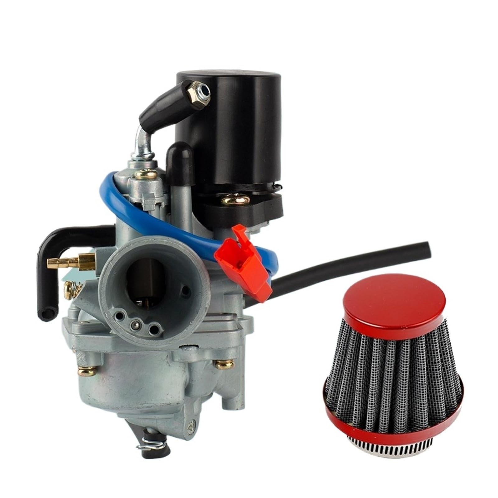 Carb Vergaser Für Jog50 Vergaser Für Jog 50 50cc Für JOG90 Für PZ19J 19mm 2 Hub Für 1E40QMB Motorrad Roller Vergaser mit Luftfilter Heavy Duty Vergaser(A Set red) von Dtbdfak