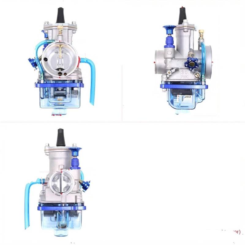 Carb Vergaser Motorrad-Flachvorhang-Vergaser mit Blauer transparenter Vergaserabdeckung für PWK 24 26 28 30 32 34 mm Racing-Vergaser 2T 4T Heavy Duty Vergaser(24MM) von Dtbdfak