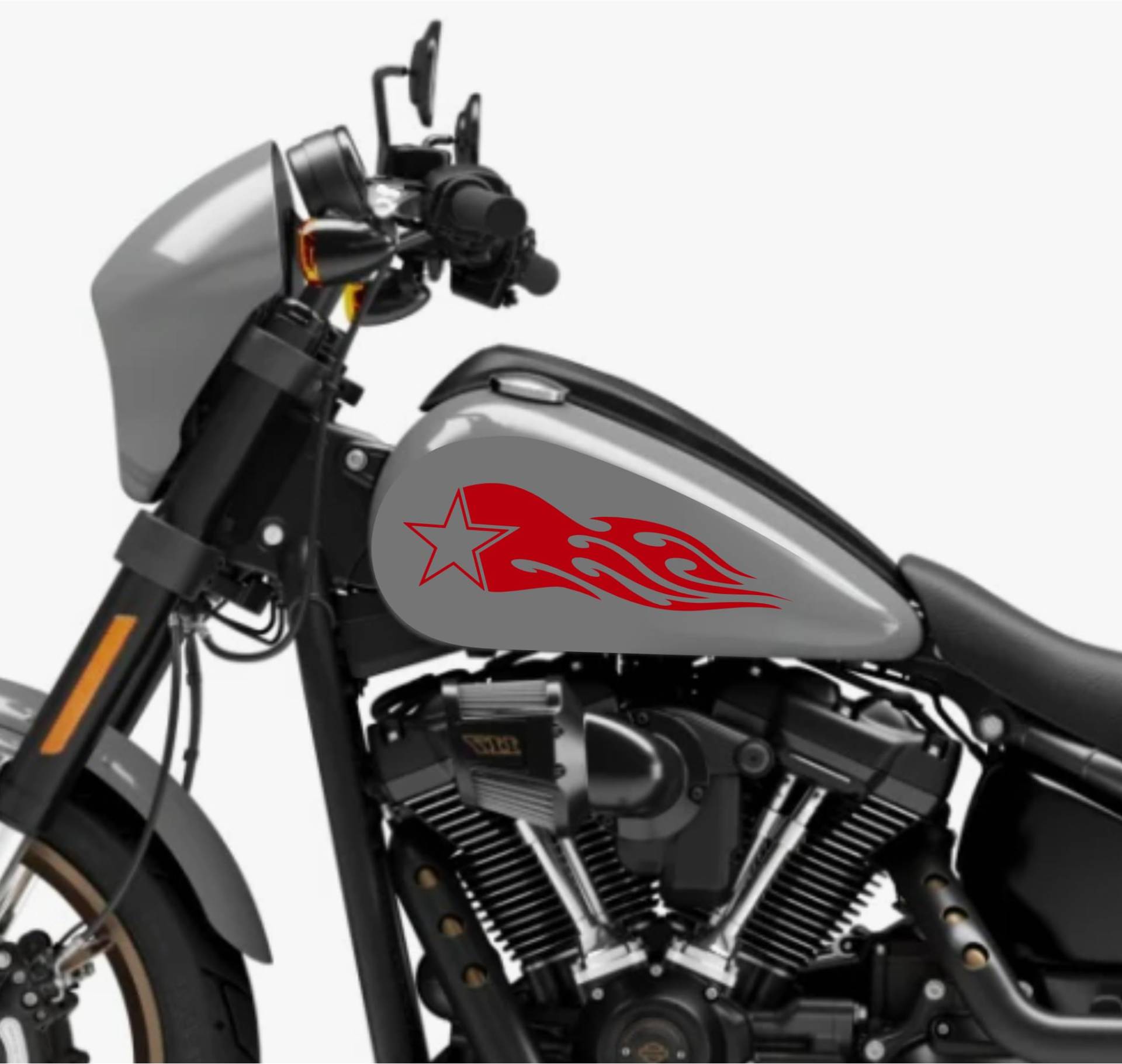 DualColorStampe® Aufkleber kompatibel mit Harley-Davidson Flamme Tribal Stern Militär Tank Set 2 Aufkleber Motorrad Motorbike Code M0353 (Rot 31) von DualColorStampe