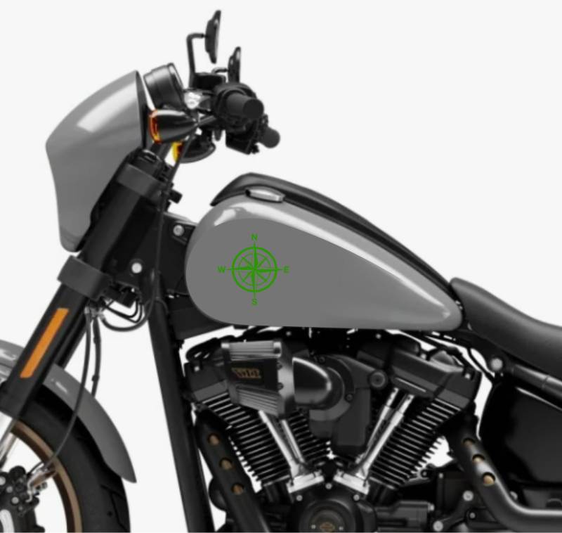 DualColorStampe® Aufkleber kompatibel mit Harley-Davidson Kompass Windrosa Tank Set 2 Aufkleber Motorrad Motorbike Code M0356 (Lime 64) von DualColorStampe