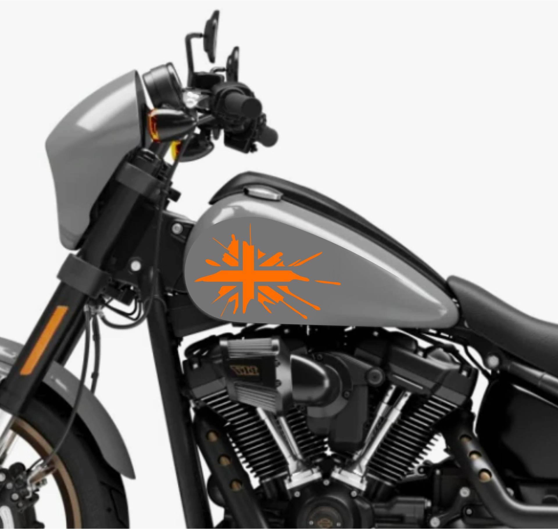 DualColorStampe® Aufkleber kompatibel mit Harley-Davidson London Flagge Tank Set 2 Aufkleber Motorrad Motorbike Code M0360 (Orange 35) von DualColorStampe