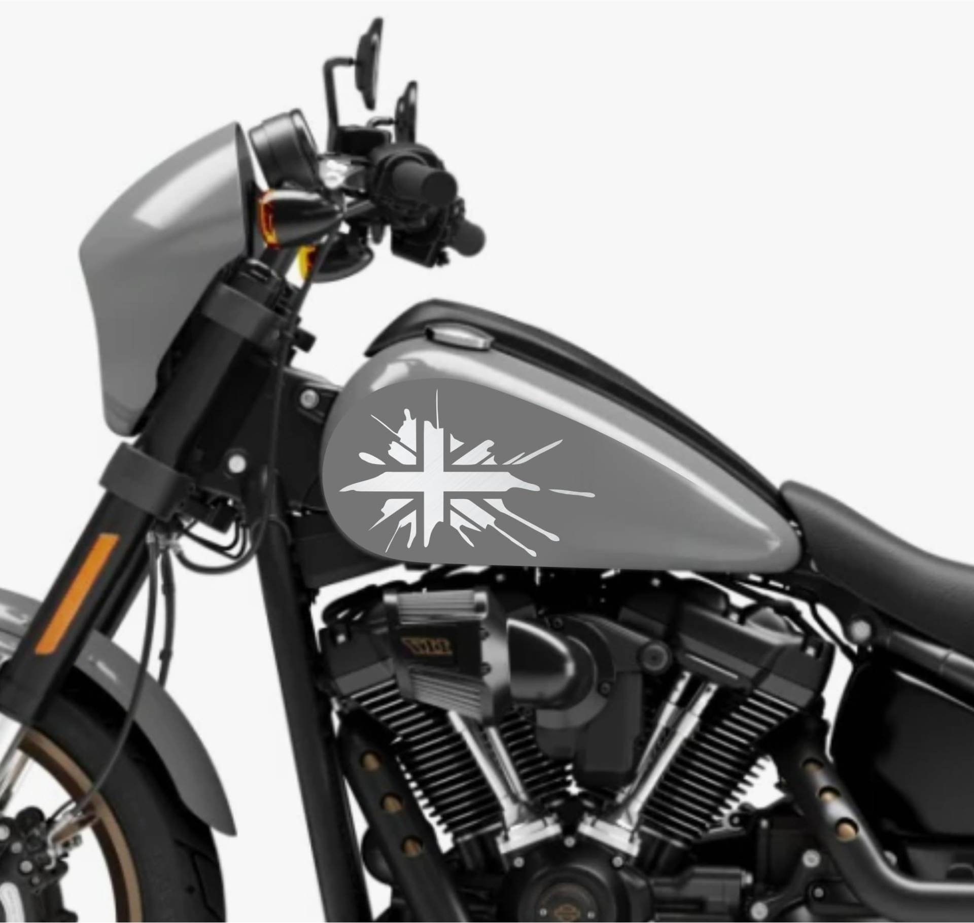 DualColorStampe® Aufkleber kompatibel mit Harley-Davidson Londoner Flagge London Tank Set 2 Aufkleber Motorrad Motorbike Code M0360 (Silber 90) von DualColorStampe