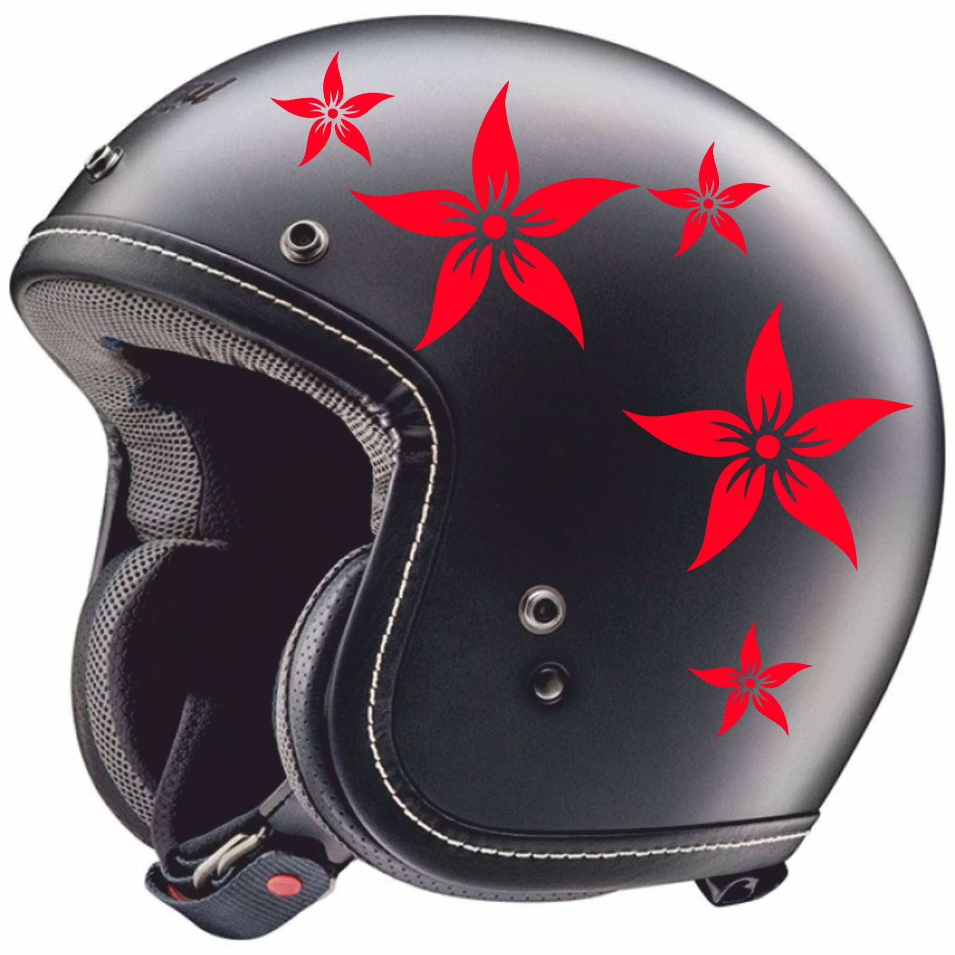 DualColorStampe Aufkleber - Blumen Helm Damen - Dekoration für Scooter Auto Motorrad Aufkleber Code C0001 (Fluoreszierend Rot) von DualColorStampe