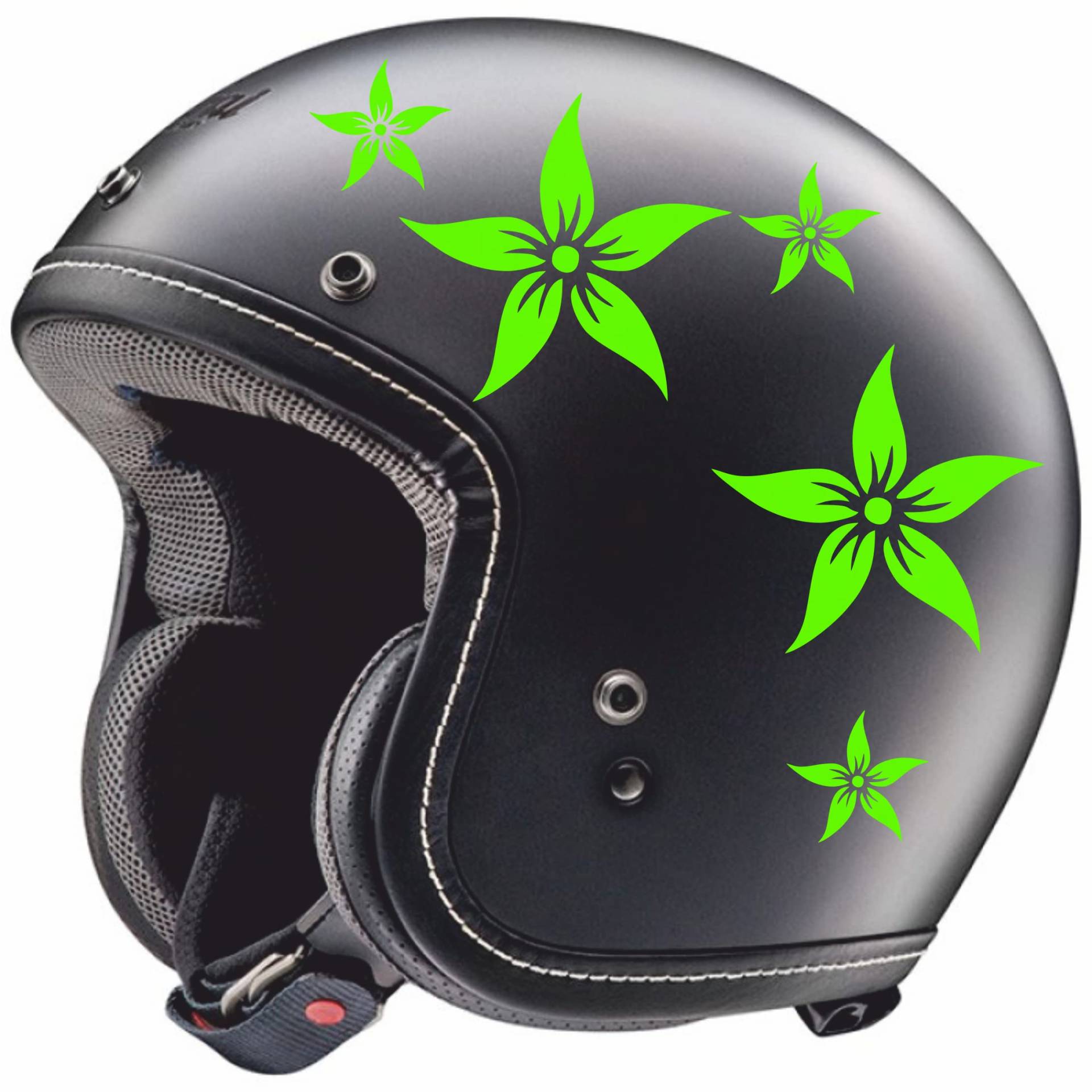 DualColorStampe Aufkleber - Blumen Helm Damen - Dekoration für Scooter Auto Motorrad Aufkleber Code C0001 (Fluoreszierendes Grün) von DualColorStampe