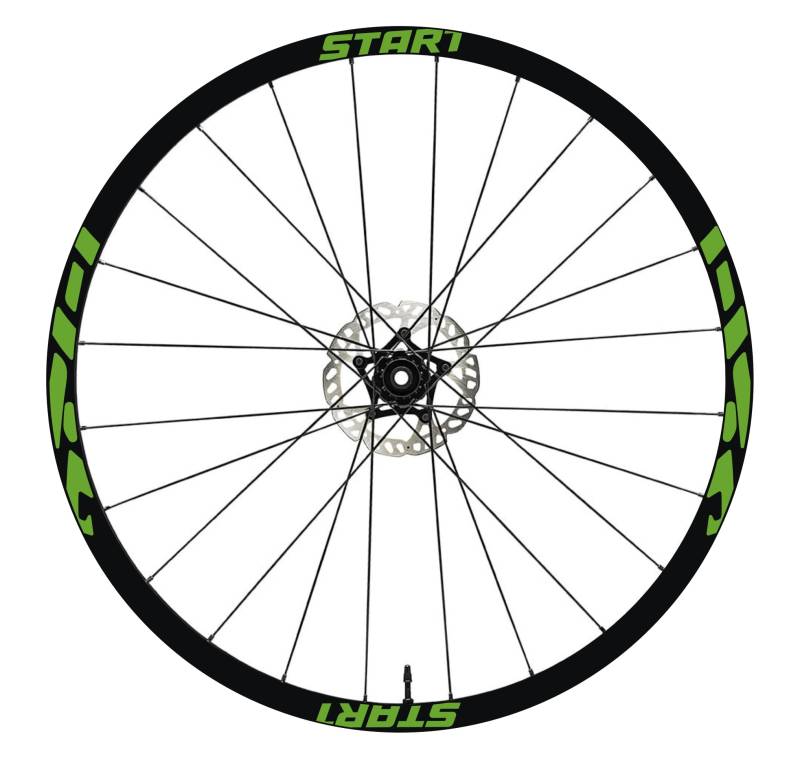 DualColorStampe Aufkleber Felgen 26"" - 27,5"" - 28-29"" Zoll Fahrrad MTB Bike Sticker Felgen MOUNTAIN BIKE Code B0157 (26 Zoll, Lime 64) von DualColorStampe