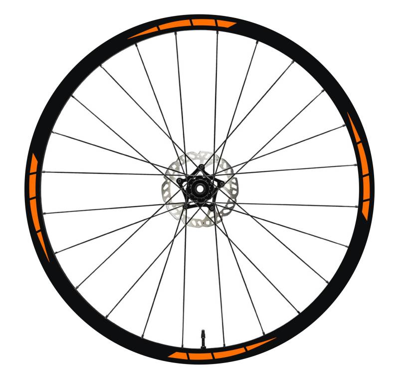 DualColorStampe Aufkleber Felgen Fahrrad 26 Zoll - 27,5 Zoll - 28-29 Zoll Fahrrad MTB Bike Sticker Felgen MTB B0008 (26 Zoll, Orange 35) von DualColorStampe