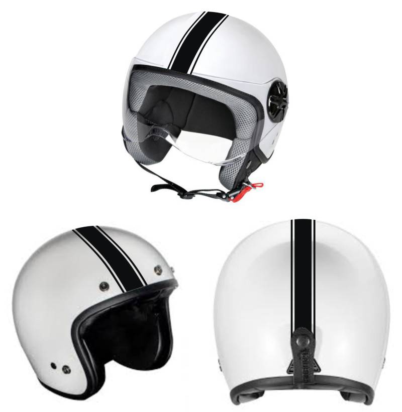 DualColorStampe Aufkleber für Helm Motorrad Moped Helmet Universal Stripes Streifen Design Sport Sticker Streifen Aufkleber - C0068 schwarz matt von DualColorStampe