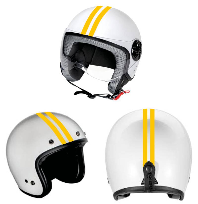 DualColorStampe Aufkleber für Helm Motorrad Moped Helmet Universal Stripes Streifen Sport Design Aufkleber Doppelter Klebestreifen C0065 (Gelb) von DualColorStampe