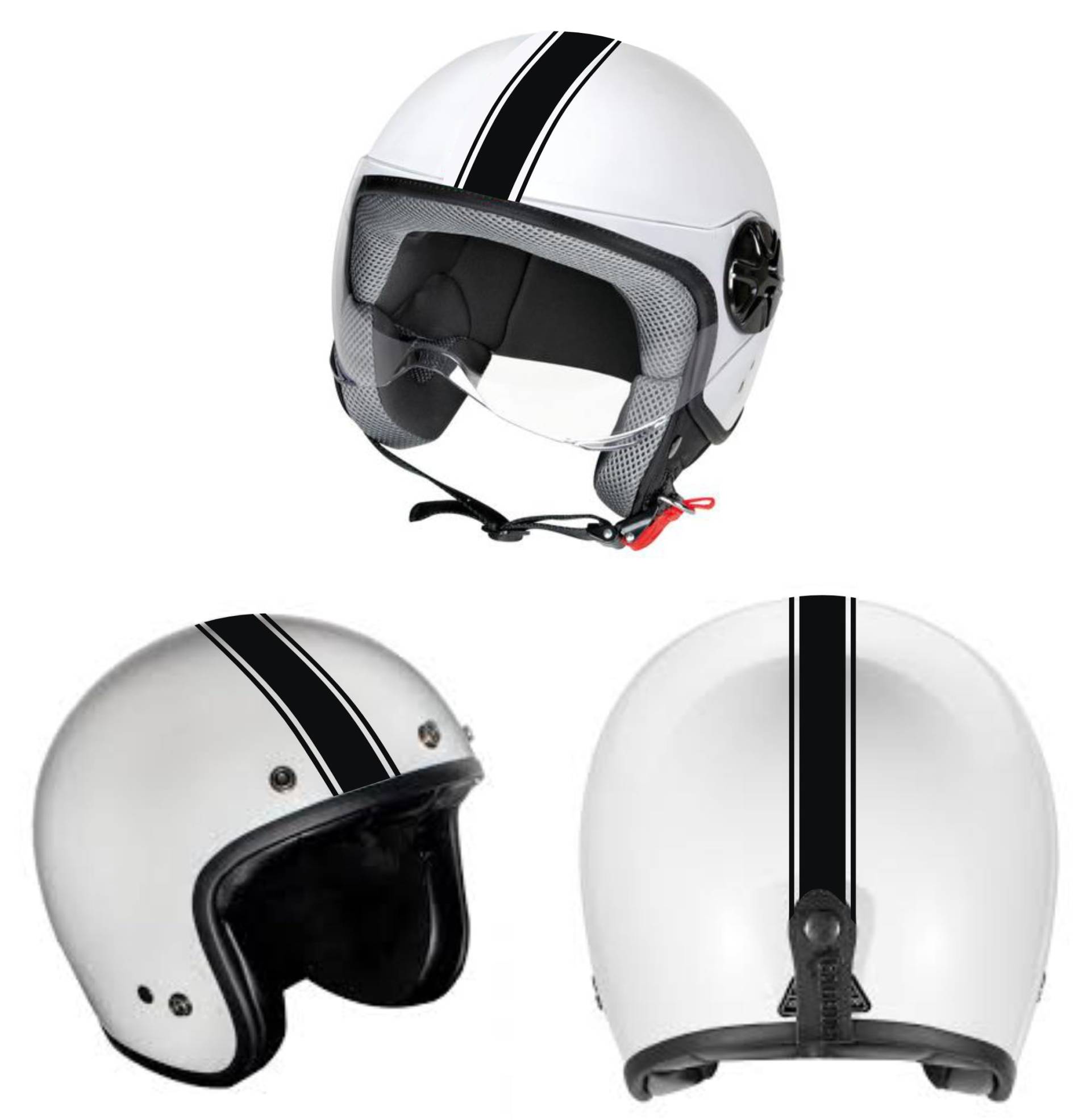 DualColorStampe Aufkleber für Motorradhelm Motorrad Roller Helm Universal Streifen Streifen Design Sport Aufkleber Streifen - C0068 (SCHWARZ 70) von DualColorStampe