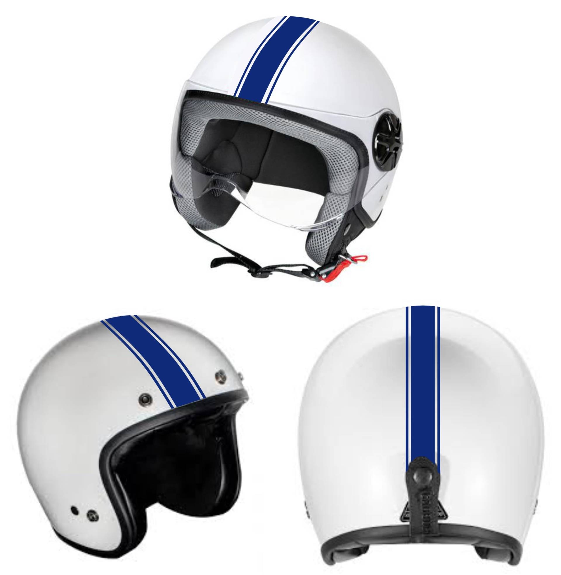 DualColorStampe Aufkleber für Motorradhelm Motorrad Roller Helm Universal Stripes Design Sport Aufkleber Streifen - C0068 (BLU 49) von DualColorStampe