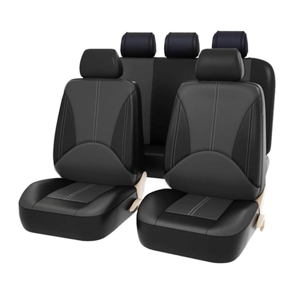 DubOm Auto Sitzbezüge Sets für Mitsubishi Space Star 2013-2022, Leder Komplettset Sitzschoner Vorne Und Hinten rutschfest Innenraum ZubehöR,B/Black Grey von DubOm