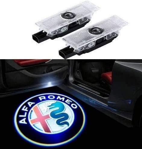 Duleutgnu 2 Stück Einstiegsbeleuchtung Türbeleuchtung Autotür Logo Türen Projektion Willkommen Geist Schatten Dekorative Leuchten 3D Emblem Lampe Glaslinse Für Alfa Romeo Kein Verblassen von Duleutgnu