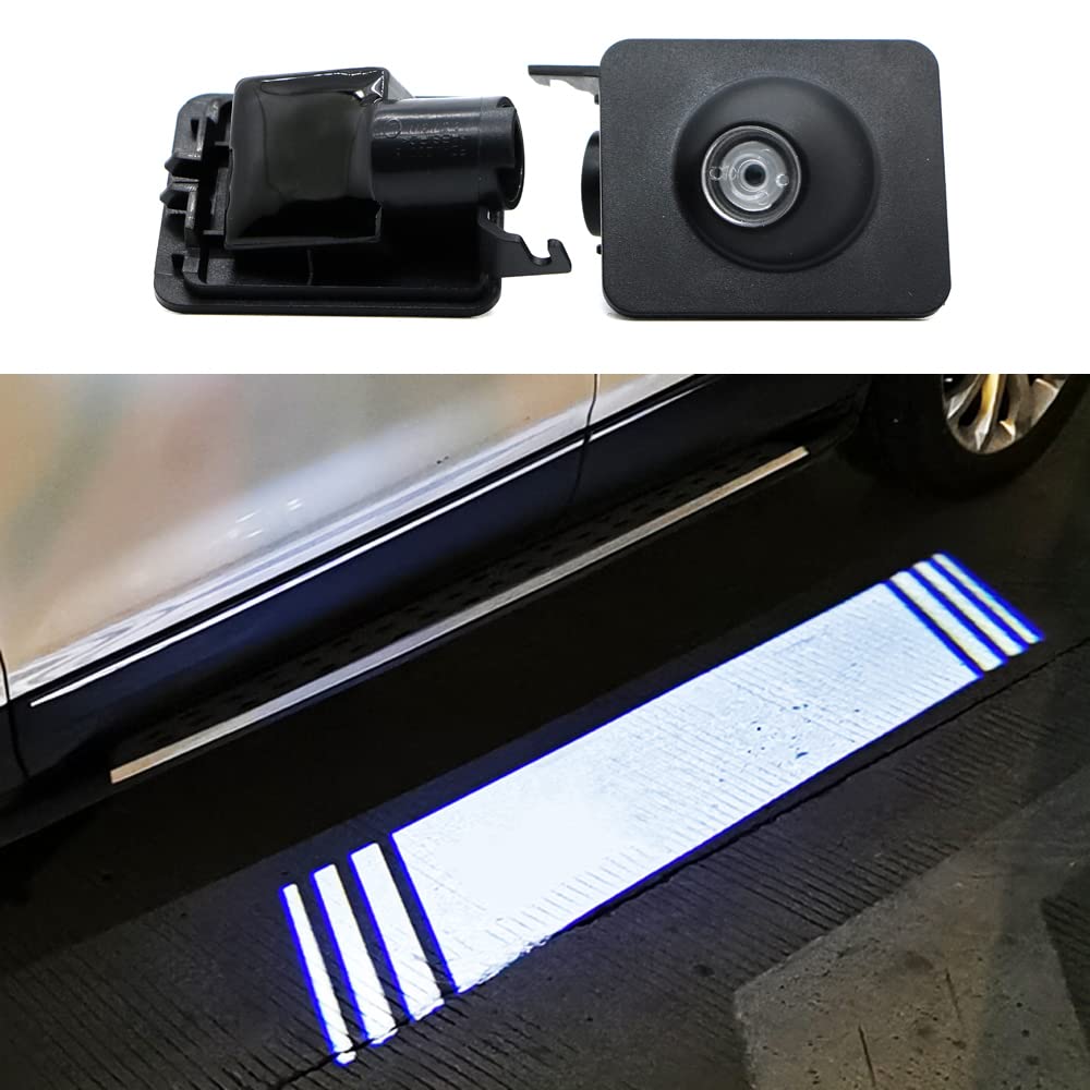 Duleutgnu 2 Stück Umfeldbeleuchtung LED Seite Unter Spiegel Umgebungslicht Autotür Logo Türbeleuchtung Innenraum Ghost Projektor Willkommenslicht Teppich Auto Ersatz Rücklicht Zubehör Glaslinse Blue von Duleutgnu