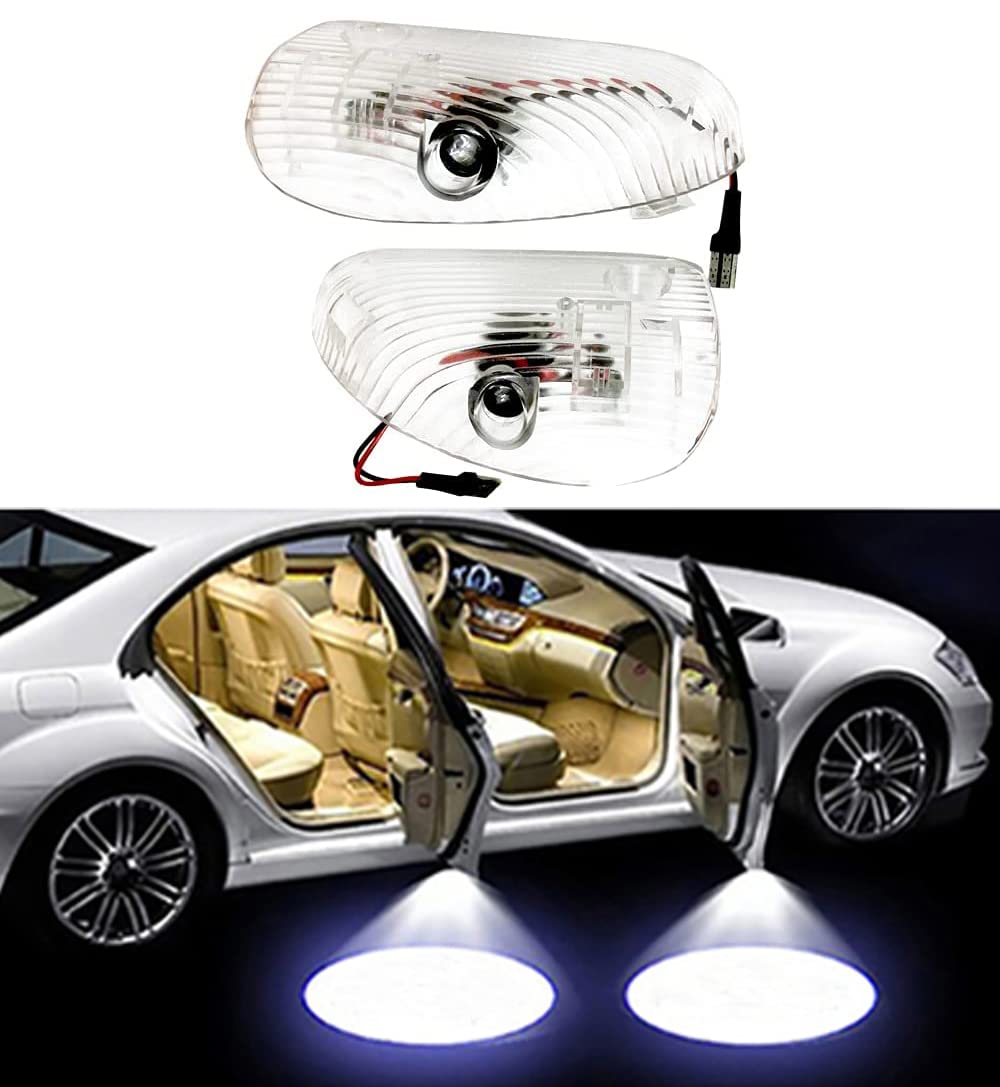 Duleutgnu 2pcs Autotürbeleuchtung Willkommenslogo Ghost Shadow Definition Autodekoration LED Autotüren Eingangslichter 3D Emblem Lampe Weiß von Duleutgnu