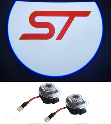 Duleutgnu 2pcs LED Seite unter Spiegel Ghost Projektor Licht Logo Willkommenslicht Auto Ersatz Rücklicht Zubehör Weiße Glaslinse (For Fo-cus 2018-) von Duleutgnu