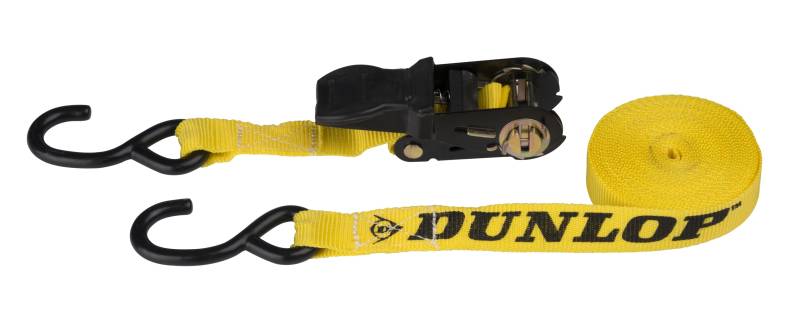 Dunlop AutomotiveDunlop Spanngurt mit Ratsche - Zurrgurt 5M - Max. Spannkapazität 125KG - Zurrriemen für Ladungssicherung - Geeignet für u.a. Anhänger - Nylon - Schwarz/Gelb von DUNLOP