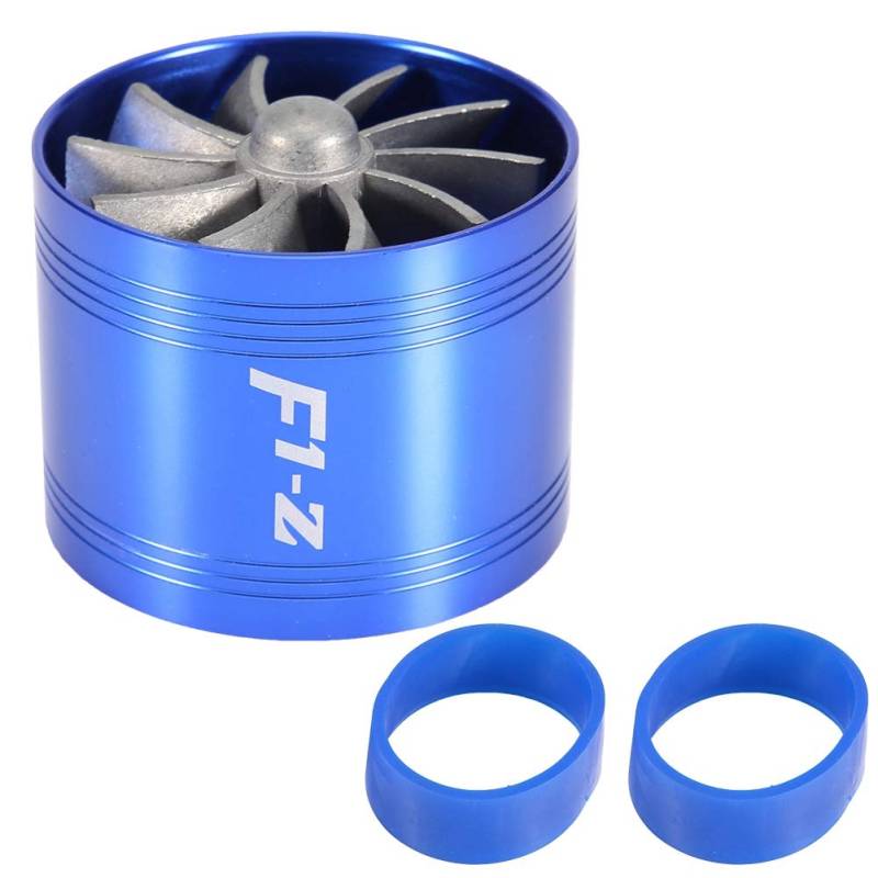 1 * Duokon Auto Air Intake Turbonator Einzellüfter Turbine Super Charger Gas Fuel Saver Turbo 64mm (Blau) von Duokon