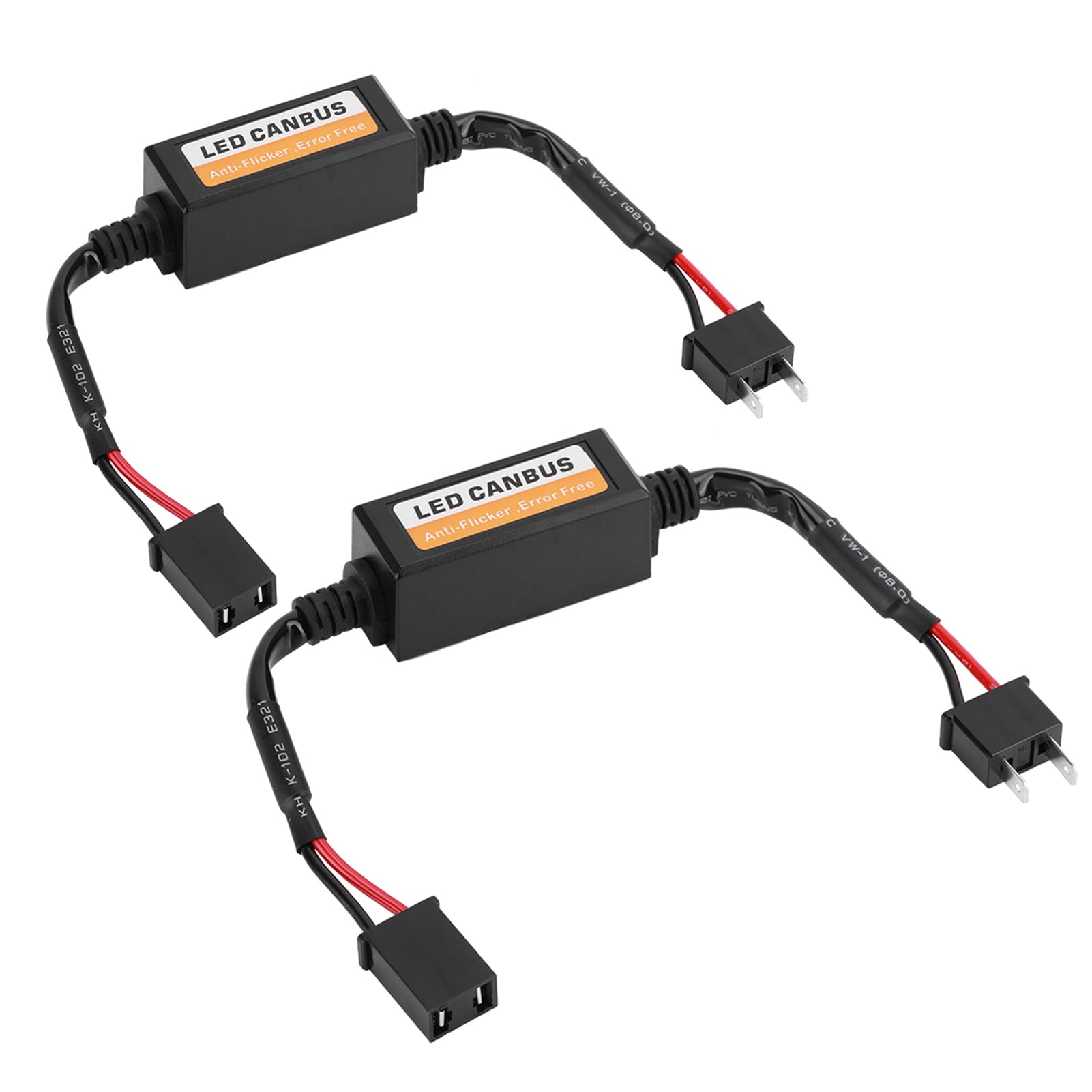 LED-Decoder,2-teiliger LED-Scheinwerfer Canbus Anti-Flicker-Kabelbaum, Lampenwiderstands-Decoder Fehlerfreies Umrüstkit für H7 von Duokon