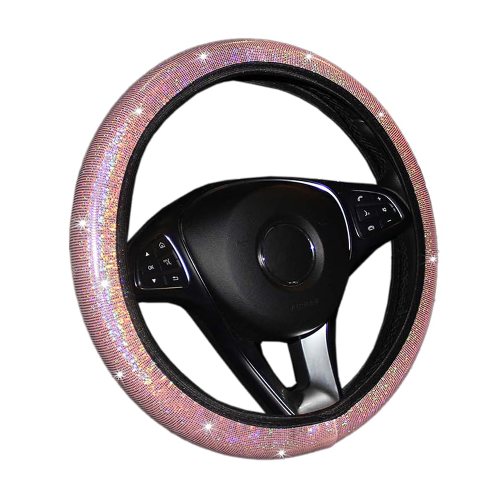 Lenkradbezug Glitzer,Bling Bling Lenkradabdeckung Universal rutschfest Shiny Buntes Auto Lenkradhülle Lenkrad Abdeckung Lenkradschoner Auto-Dekorzubehör für Frauen Damen Mädchen Auto Zubehör,Rosa von Duories