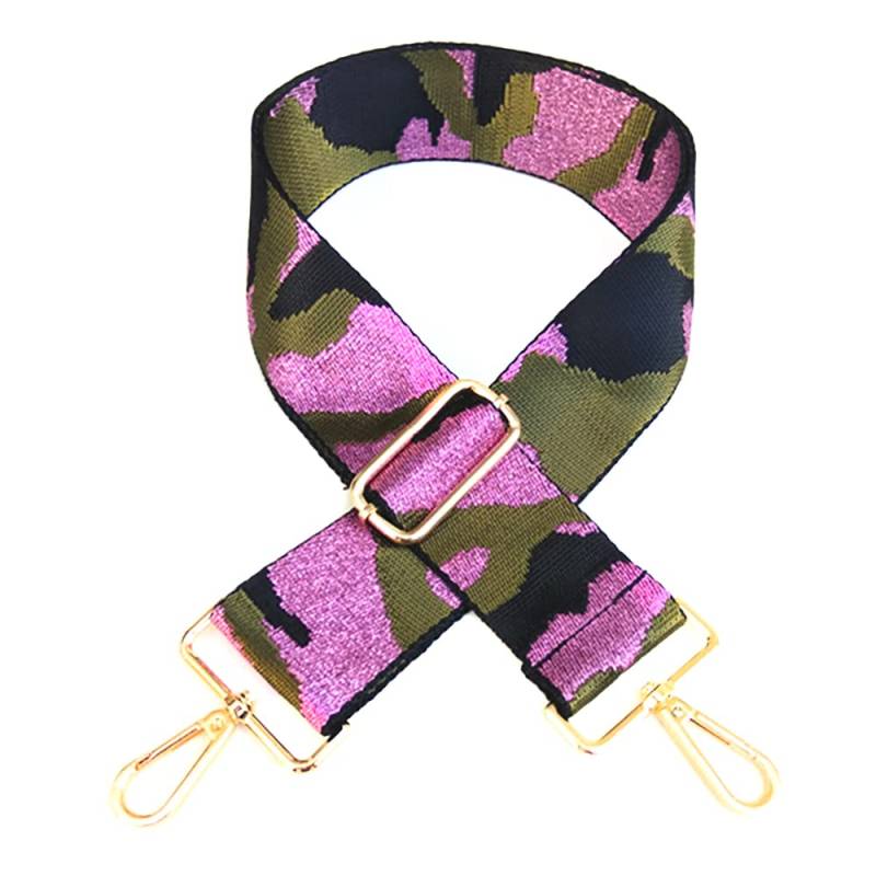 Taschenriemen mit kontrastierendem Camouflage-Blumenmuster,Verstellbarer Schultergurt Taschengurt Breit 5 cm, Längenverstellbarer 80-130cm Schulterriemen für DIY Zubehör für Tasche,Rosa Tarnung von Duories