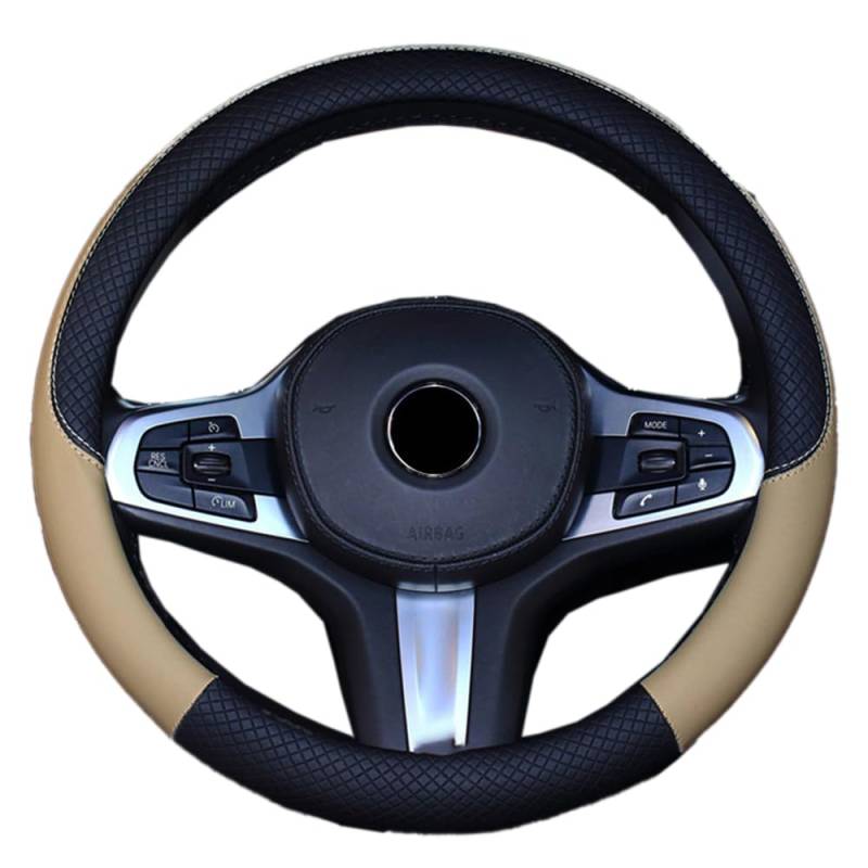 Universal Auto Lenkradbezug,Car Lenkradhülle Lenkrad Abdeckung PU Leder rutschfeste Auto Lenkradabdeckung,Anti Rutsch Lenkradschoner Auto-Dekorzubehör Innenraum für 37cm 38cm 39cm Auto Lenkrad,Beige von Duories