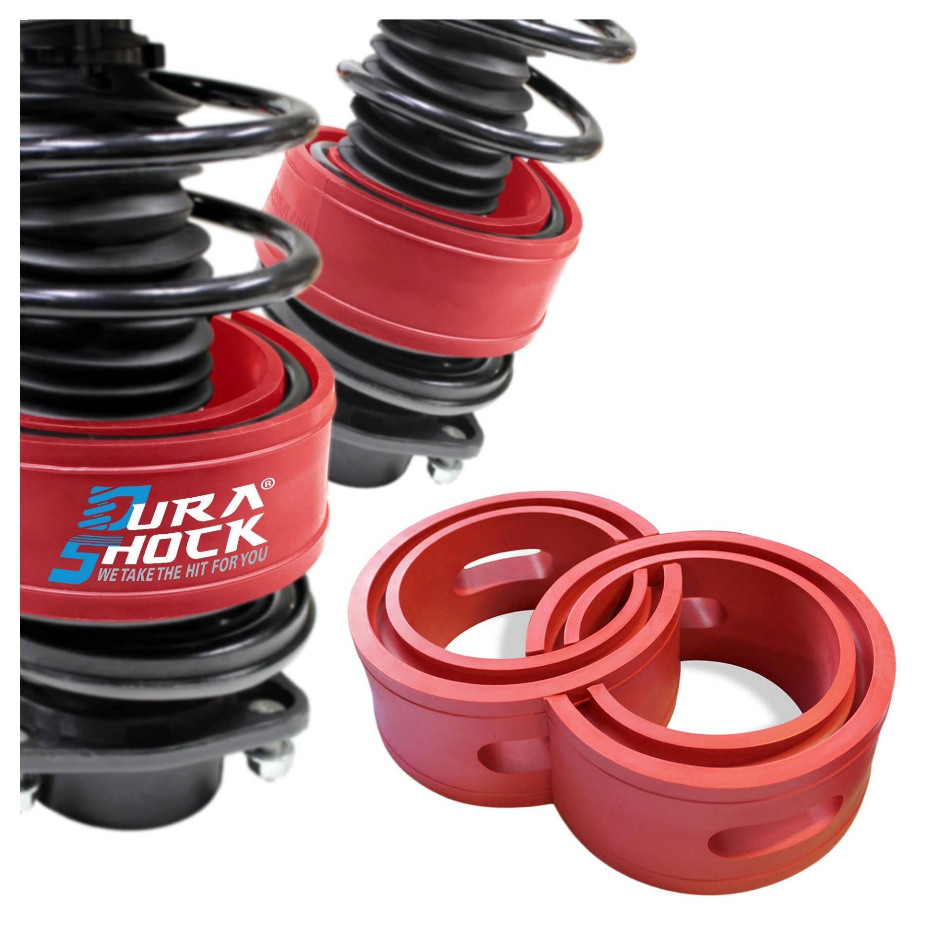 DuraSHOCK U.S. Auto Coil Spring Buffer Cushion/Suspension Shock Absorber Retainer Automotive Front Rear DuraTPE Performance Booster Kit für Universal Type A-F Fahrzeug Auto Parts (CSB, A-) von DuraSHOCK