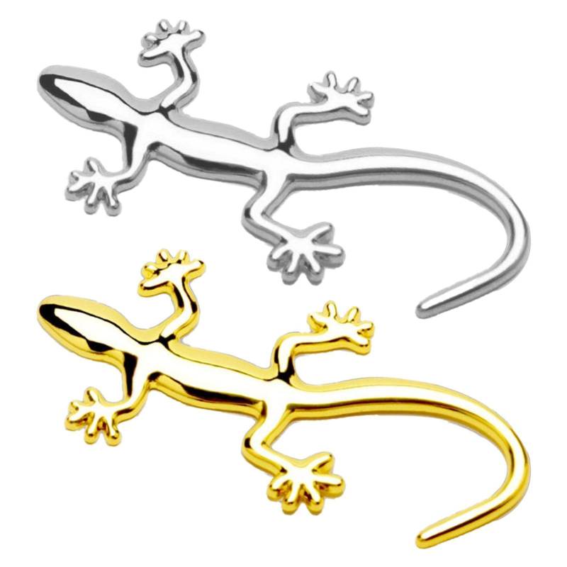 2 Stück Auto Aufkleber 3D Chrom Gecko Metall Emblem Golden Silber Metall von Duroecsain