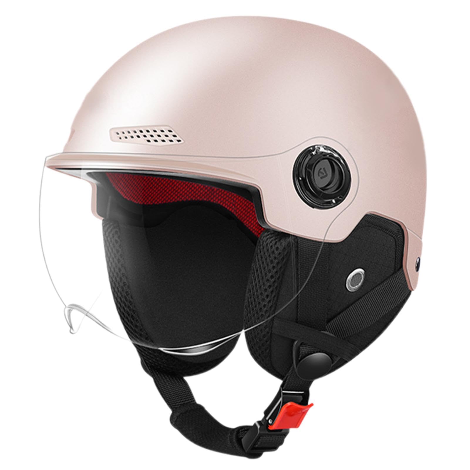 Motorradhelm, Offener Helm mit Visier, Motorrad Halbhelm mit Sonnenblende, Roller Helm für Männer und Frauen, Motorrad-Sturzhelm von Duroecsain