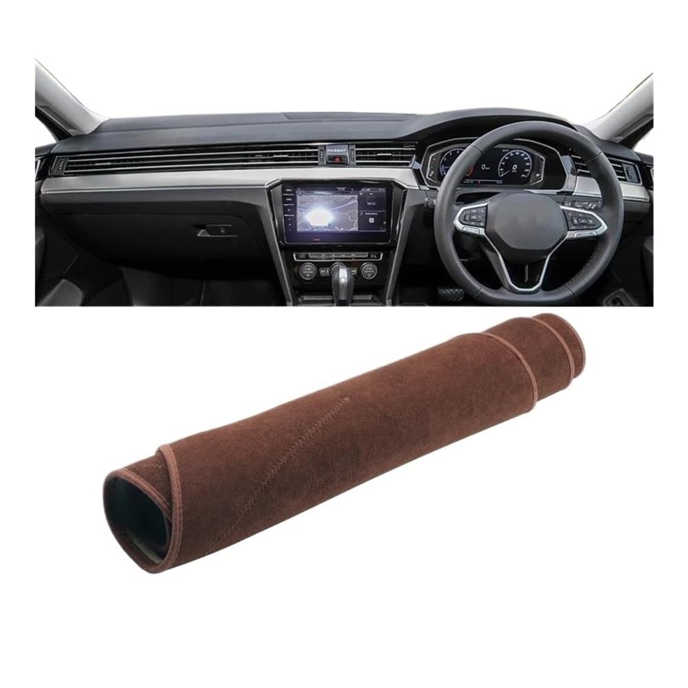 Armaturenbrettabdeckung Auto Armaturenbrett Abdeckung Matte Instrument Teppiche Zubehör Für Passat B8 2015-2023(B Brown RHD) von Dusibulv