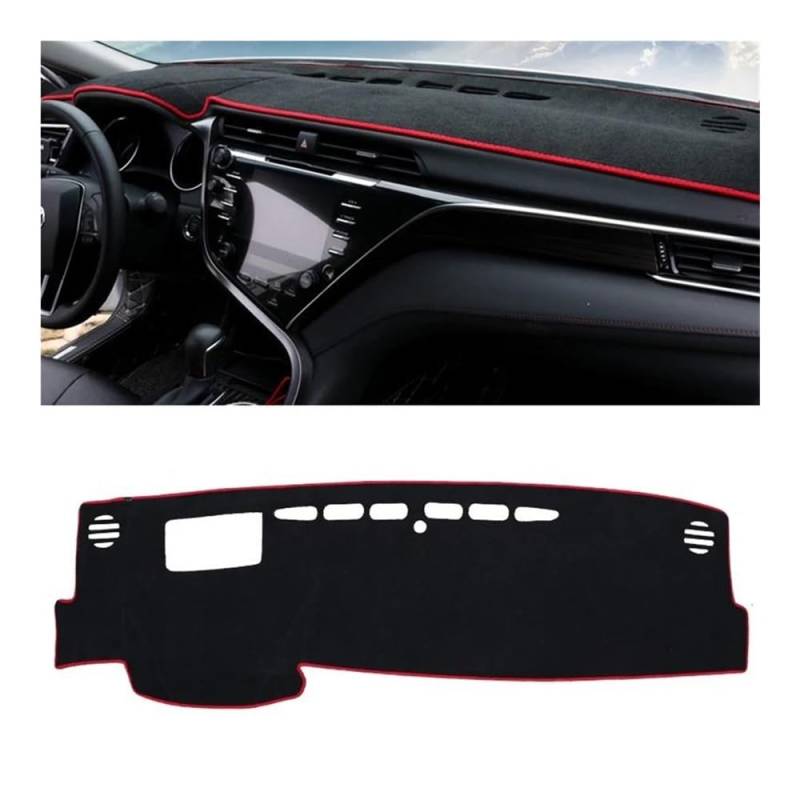 Armaturenbrettabdeckung Auto Armaturenbrett Abdeckung Matten Vermeiden Licht Pad Instrument Panel Teppiche Für Camry 70 XV70 2018-2020 - 2023 Zubehör(LHD Red Side) von Dusibulv