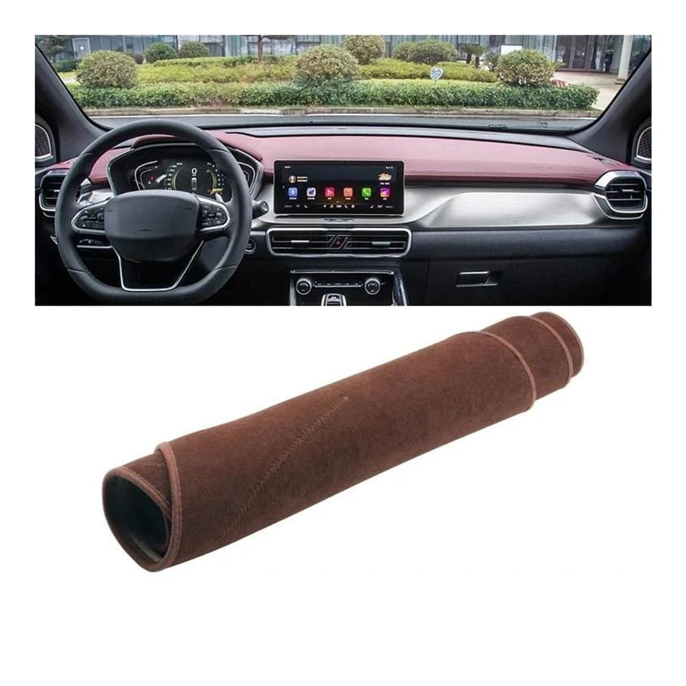 Armaturenbrettabdeckung Auto Dashboard Abdeckung Für Coolray SX11 2019-2023 Instrument Schreibtisch Sonnenschutz Matte Non-slip Pad Zubehör(B Brown) von Dusibulv