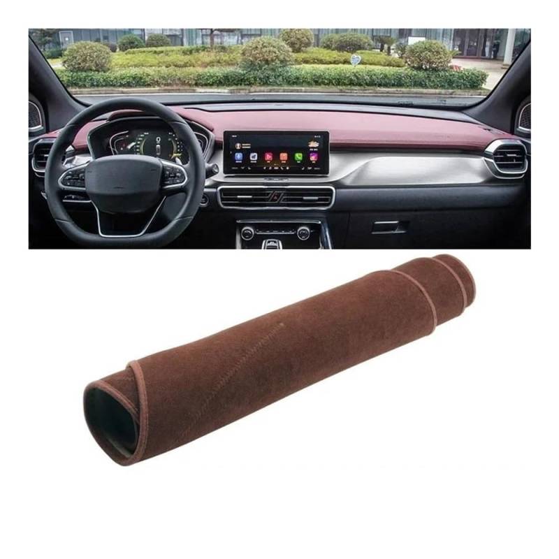 Armaturenbrettabdeckung Auto Dashboard Abdeckung Für Coolray SX11 2019-2023 Instrument Schreibtisch Sonnenschutz Matte Non-slip Pad Zubehör(B Brown) von Dusibulv