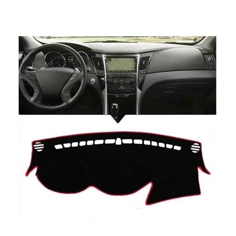 Armaturenbrettabdeckung Auto Dashboard Abdeckung Für Hyundai Für Sonata YF I45 2010-2014 Instrument Schreibtisch Sonnenschutz Matte Dash Nicht-slip Zubehör(A LHD Red Side) von Dusibulv