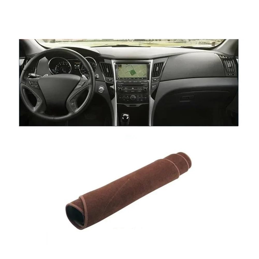 Armaturenbrettabdeckung Auto Dashboard Abdeckung Für Hyundai Für Sonata YF I45 2010-2014 Instrument Schreibtisch Sonnenschutz Matte Dash Nicht-slip Zubehör(B LHD Brown) von Dusibulv