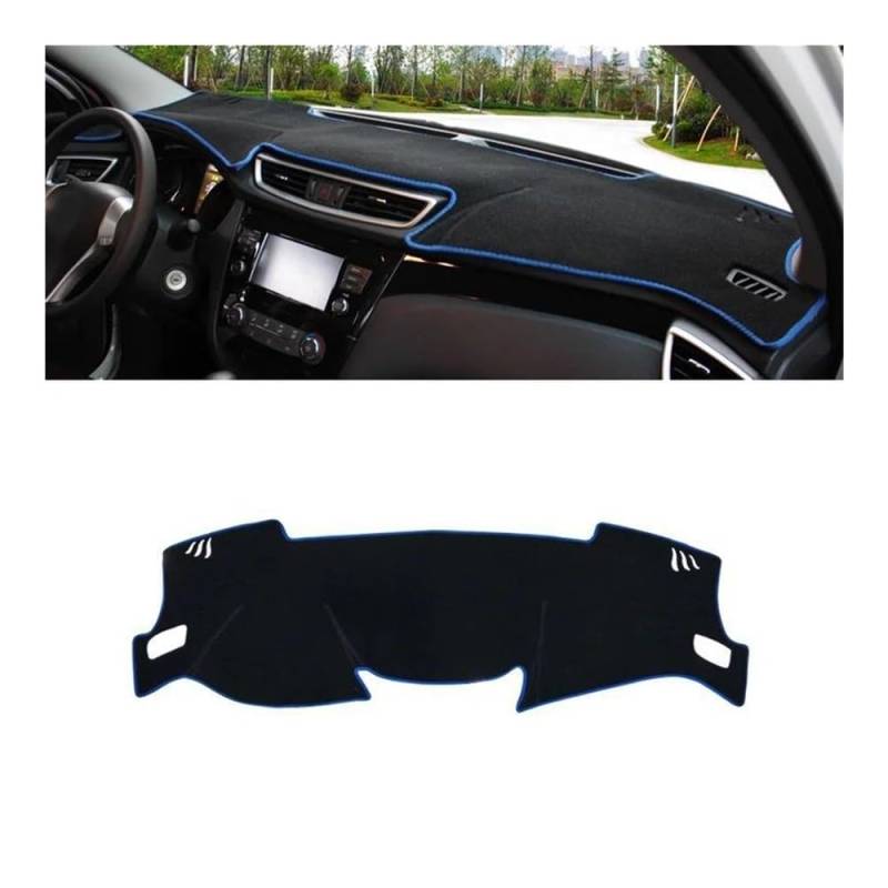 Armaturenbrettabdeckung Auto Dashboard Abdeckung Matte Sonnenschutz Pad Instrument Panel Teppiche Für Qashqai J11 2014-2020 Zubehör(LHD Blue Side) von Dusibulv